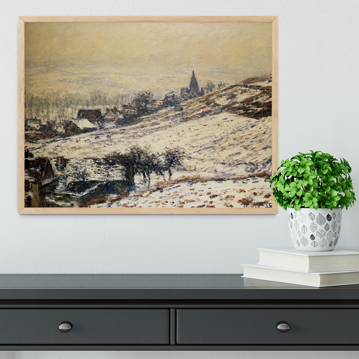 Winter At Giverny 1885 by Monet Framed Print - Canvas Art Rocks - 4