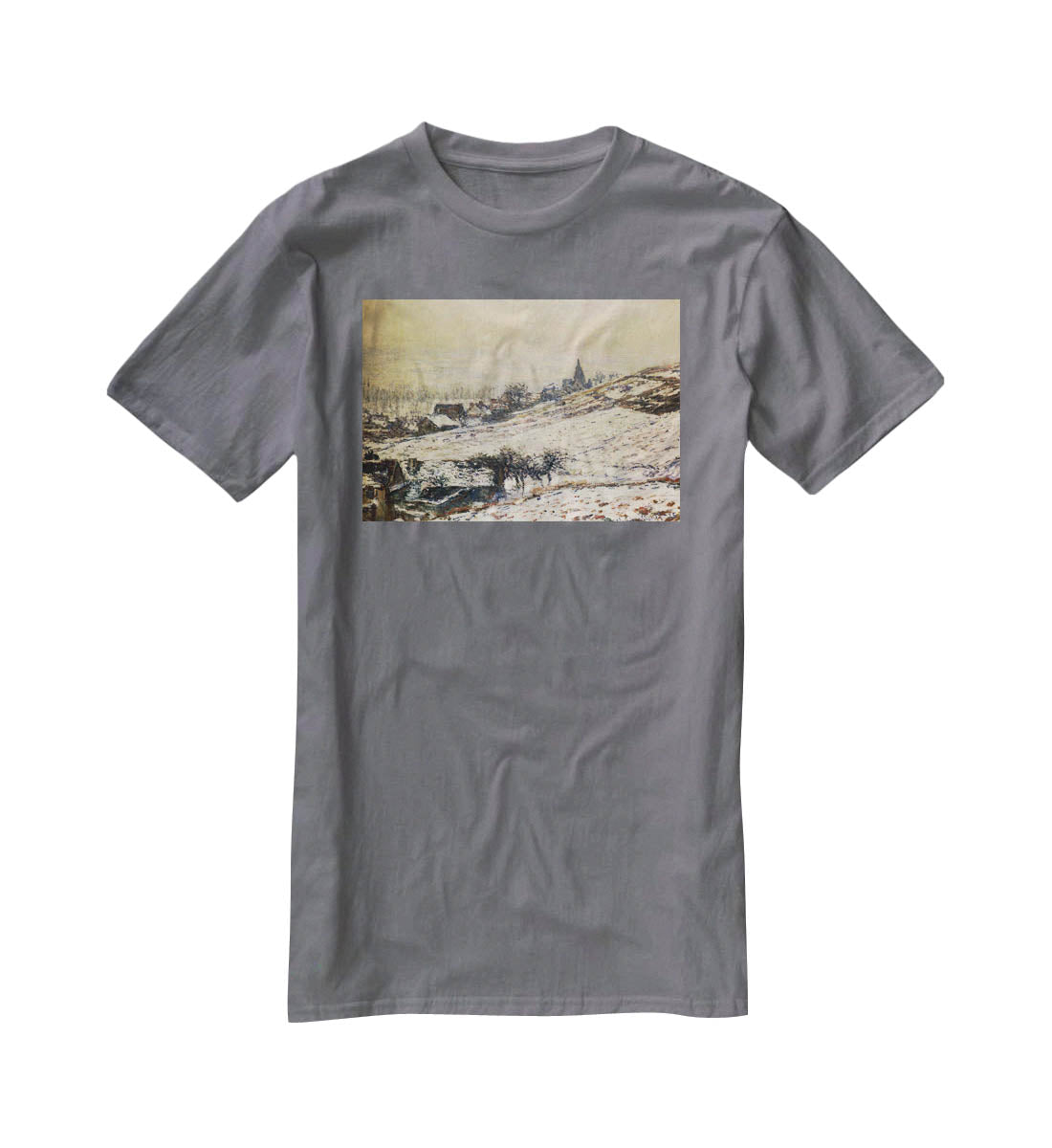 Winter At Giverny 1885 by Monet T-Shirt - Canvas Art Rocks - 3