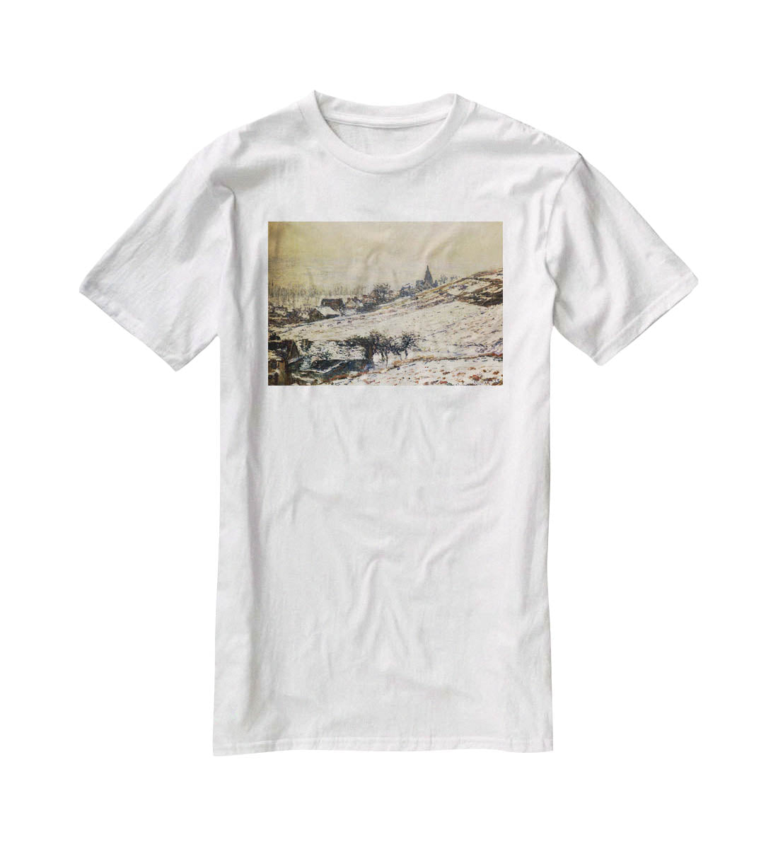 Winter At Giverny 1885 by Monet T-Shirt - Canvas Art Rocks - 5