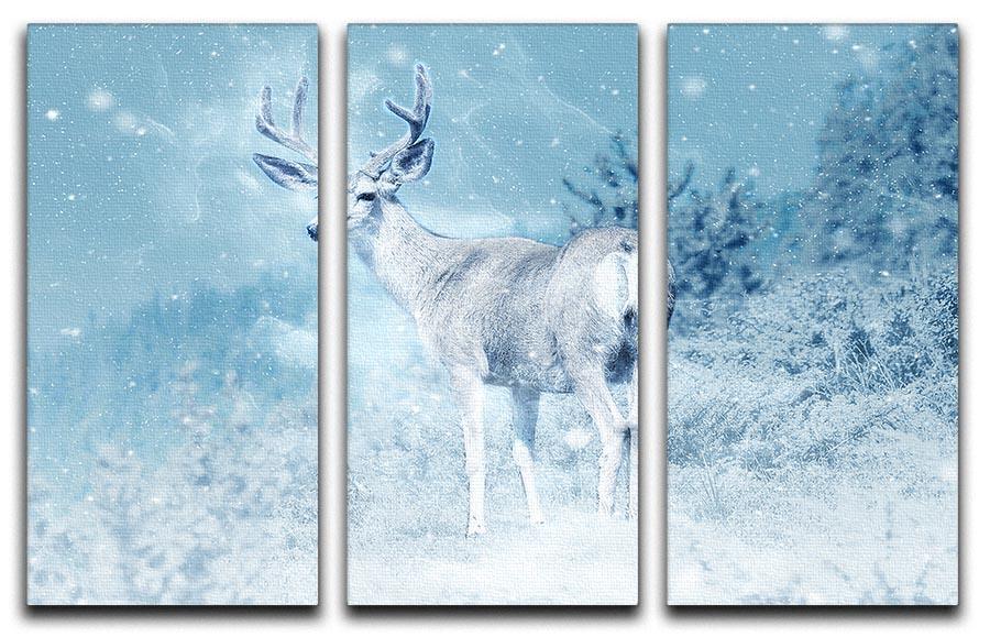 Winter Moose 3 Split Panel Canvas Print - Canvas Art Rocks - 1