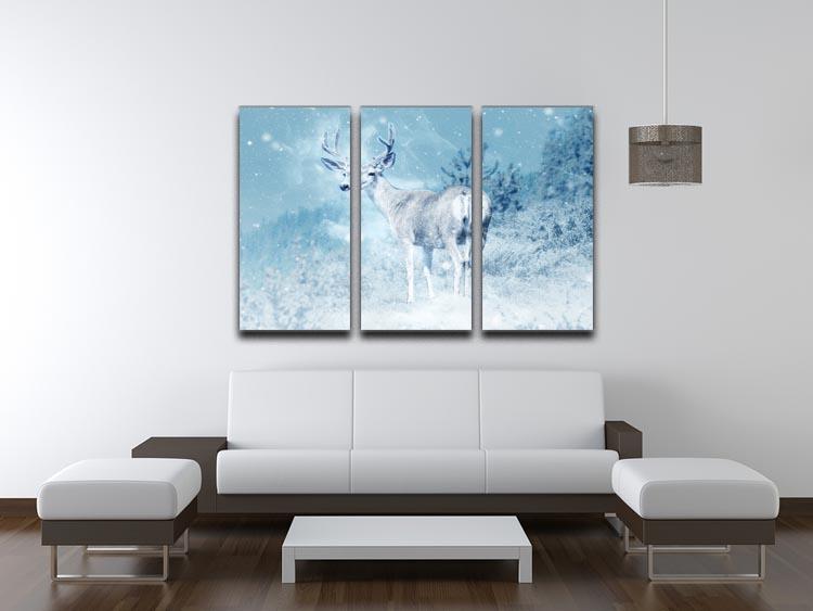 Winter Moose 3 Split Panel Canvas Print - Canvas Art Rocks - 3