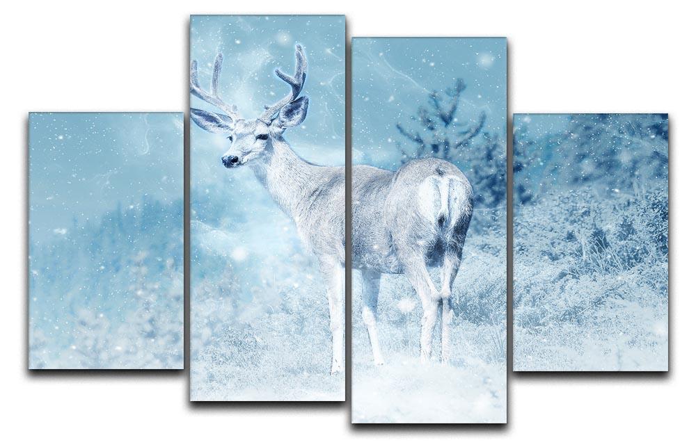 Winter Moose 4 Split Panel Canvas  - Canvas Art Rocks - 1