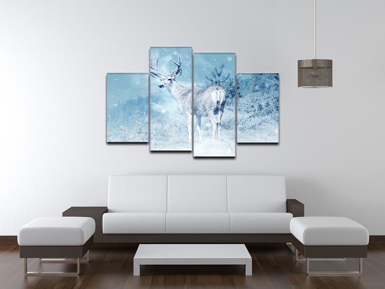 Winter Moose 4 Split Panel Canvas - Canvas Art Rocks - 3