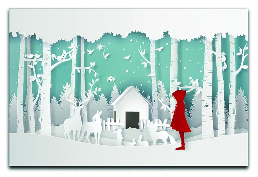 Winter Scene Girl In Red Coat Canvas Print or Poster  - Canvas Art Rocks - 1