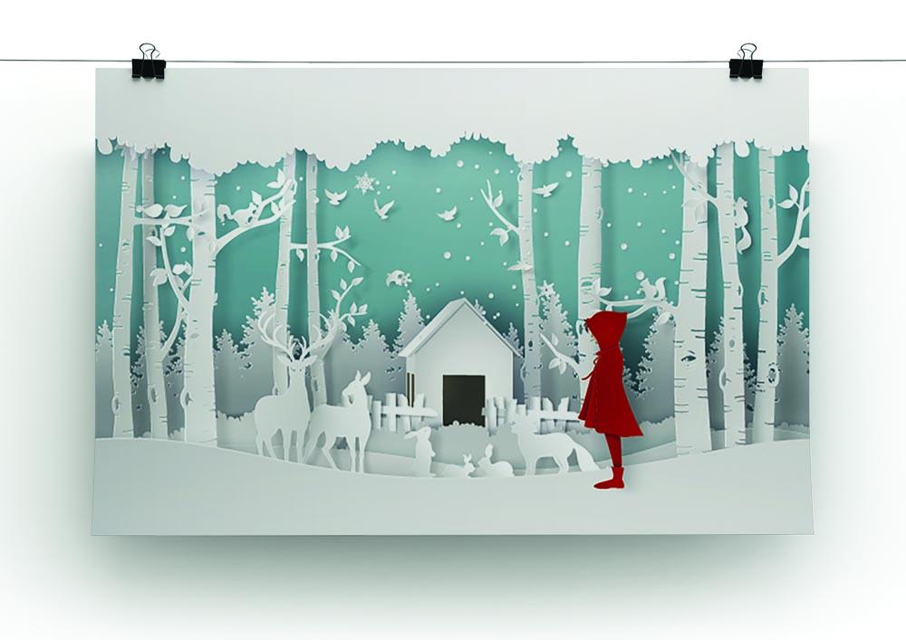 Winter Scene Girl In Red Coat Canvas Print or Poster - Canvas Art Rocks - 2
