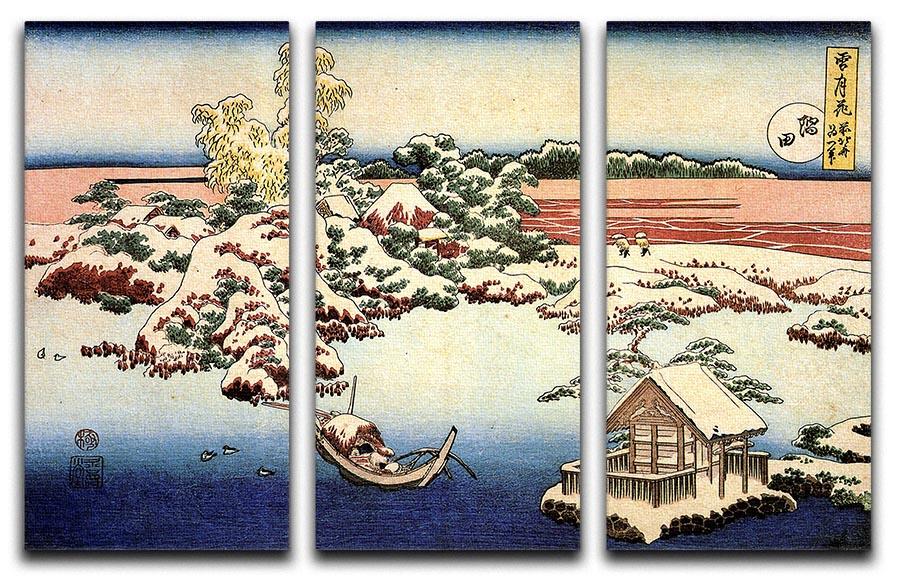 Winter landscape of Suda by Hokusai 3 Split Panel Canvas Print - Canvas Art Rocks - 1