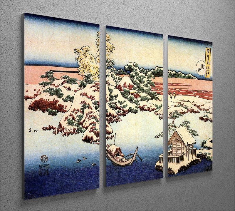 Winter landscape of Suda by Hokusai 3 Split Panel Canvas Print - Canvas Art Rocks - 2