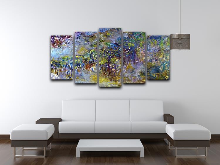 Wisteria 2 by Monet 5 Split Panel Canvas - Canvas Art Rocks - 3