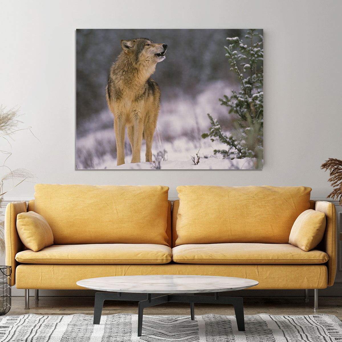Wolf Howling in Snow Canvas Print or Poster - Canvas Art Rocks - 4