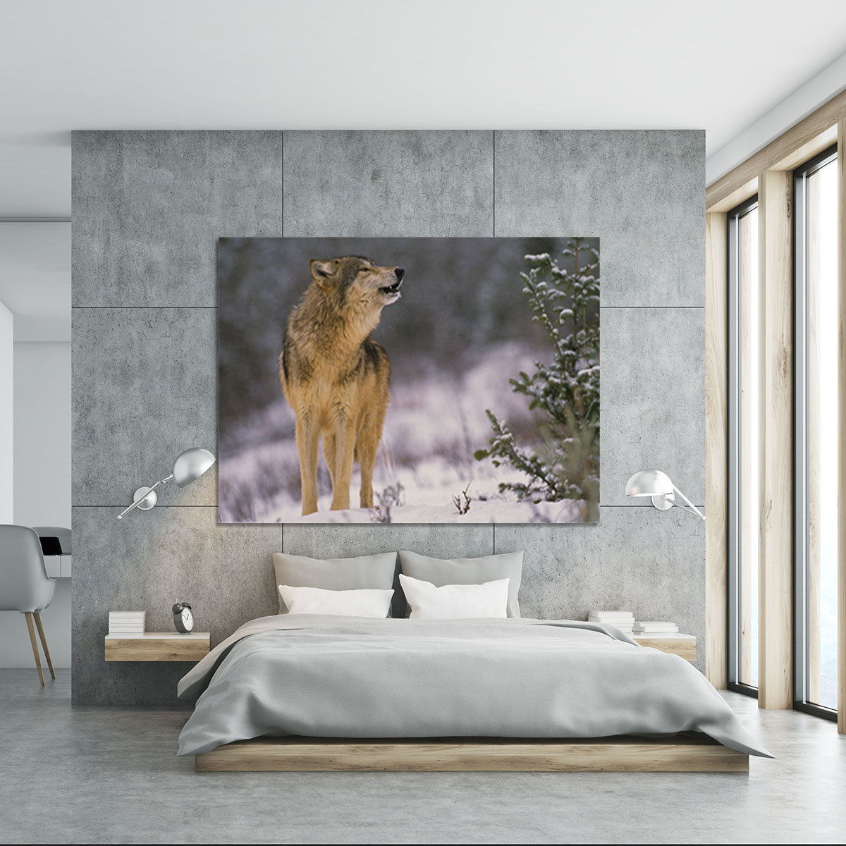 Wolf Howling in Snow Canvas Print or Poster - Canvas Art Rocks - 5