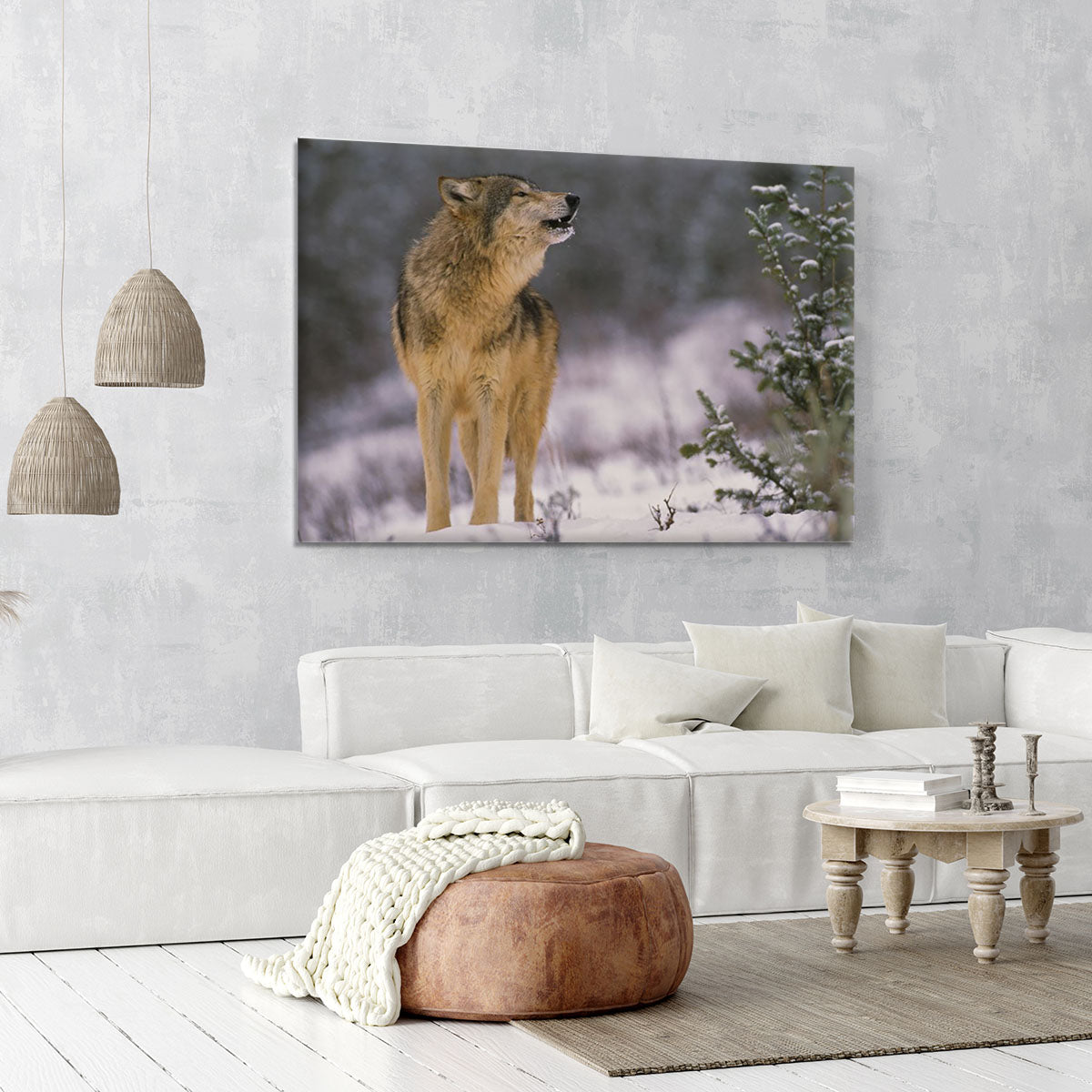 Wolf Howling in Snow Canvas Print or Poster - Canvas Art Rocks - 6