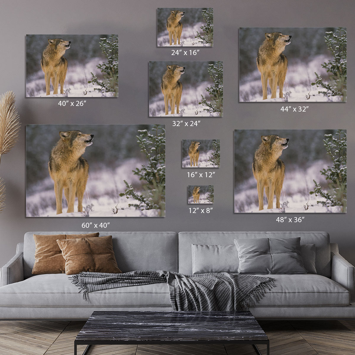 Wolf Howling in Snow Canvas Print or Poster - Canvas Art Rocks - 7
