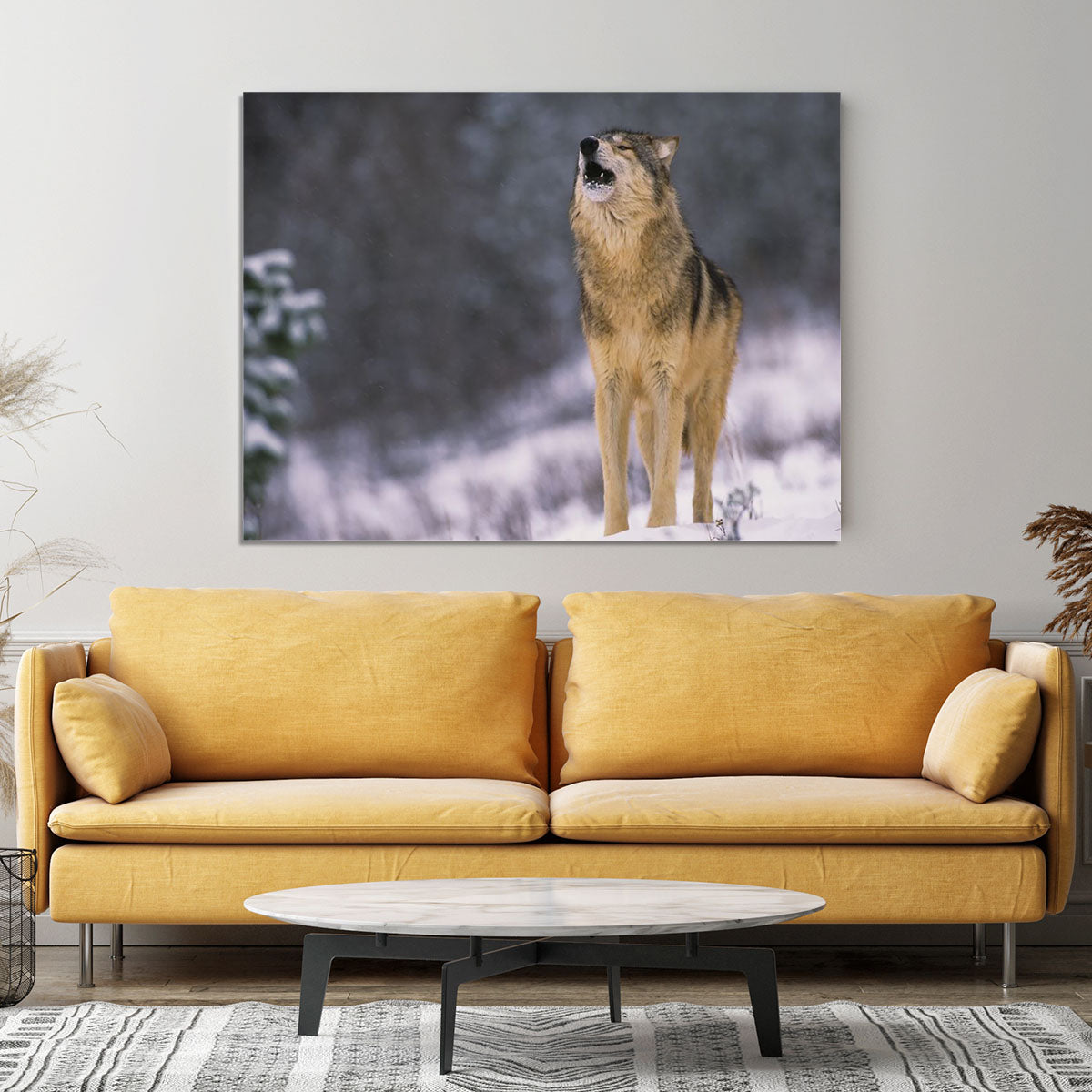 Wolf Howling in White Snow Canvas Print or Poster - Canvas Art Rocks - 4