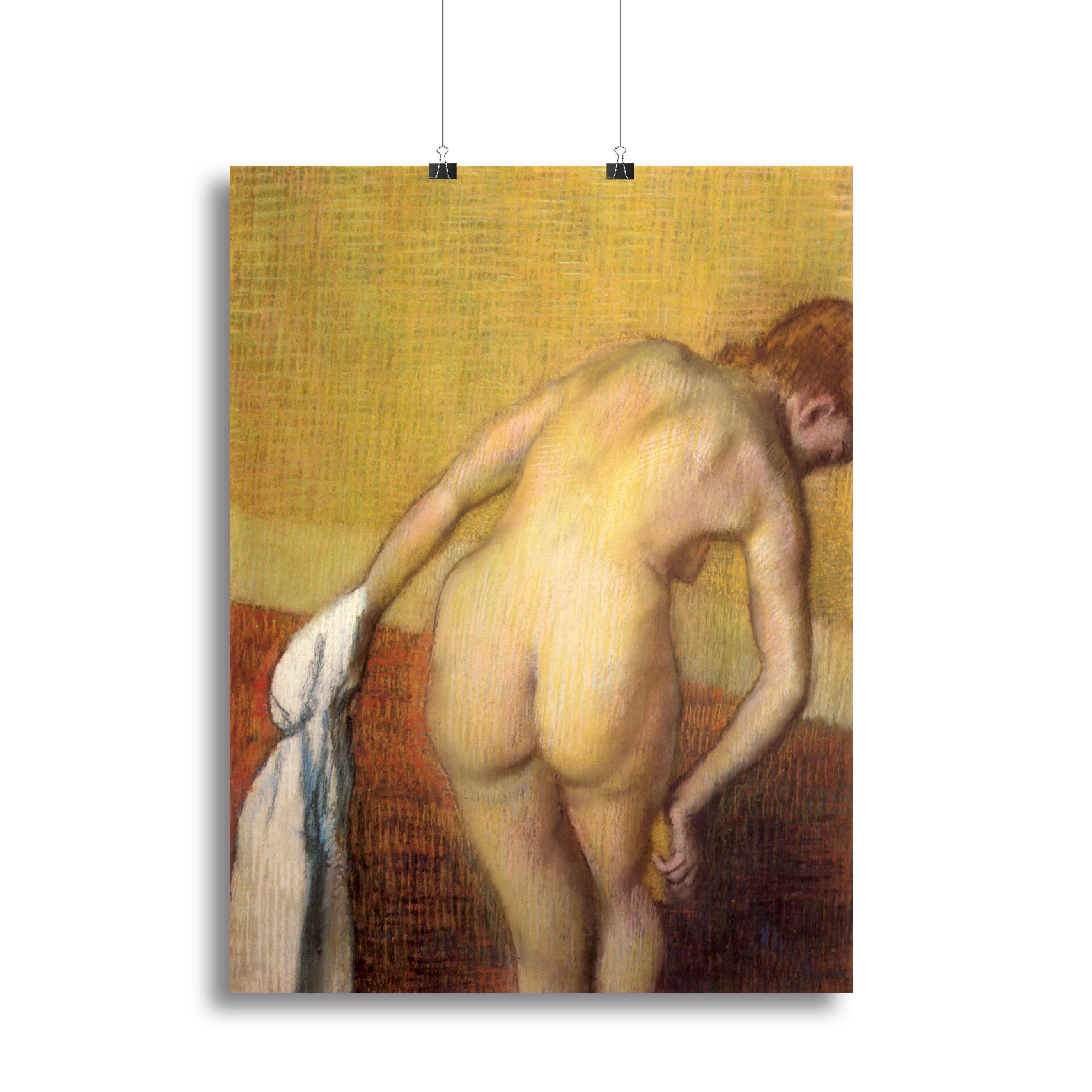 Woman Drying with towel and sponge by Degas Canvas Print or Poster - Canvas Art Rocks - 2