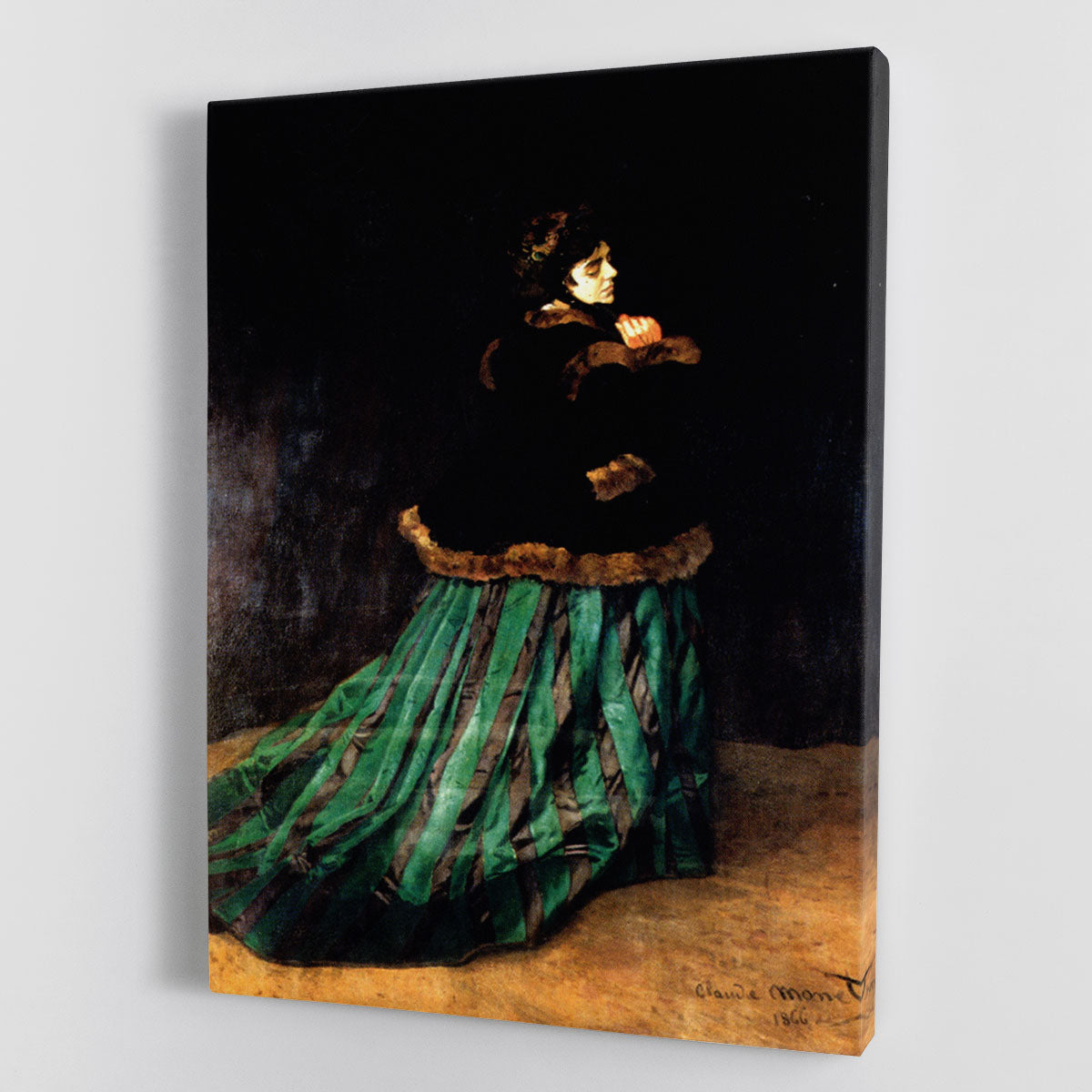 Woman In A Green Dress by Monet Canvas Print or Poster - Canvas Art Rocks - 1