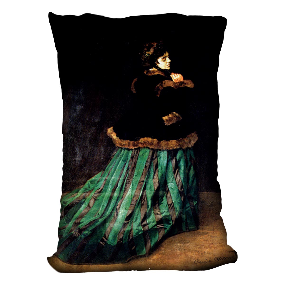 Woman In A Green Dress by Monet Cushion