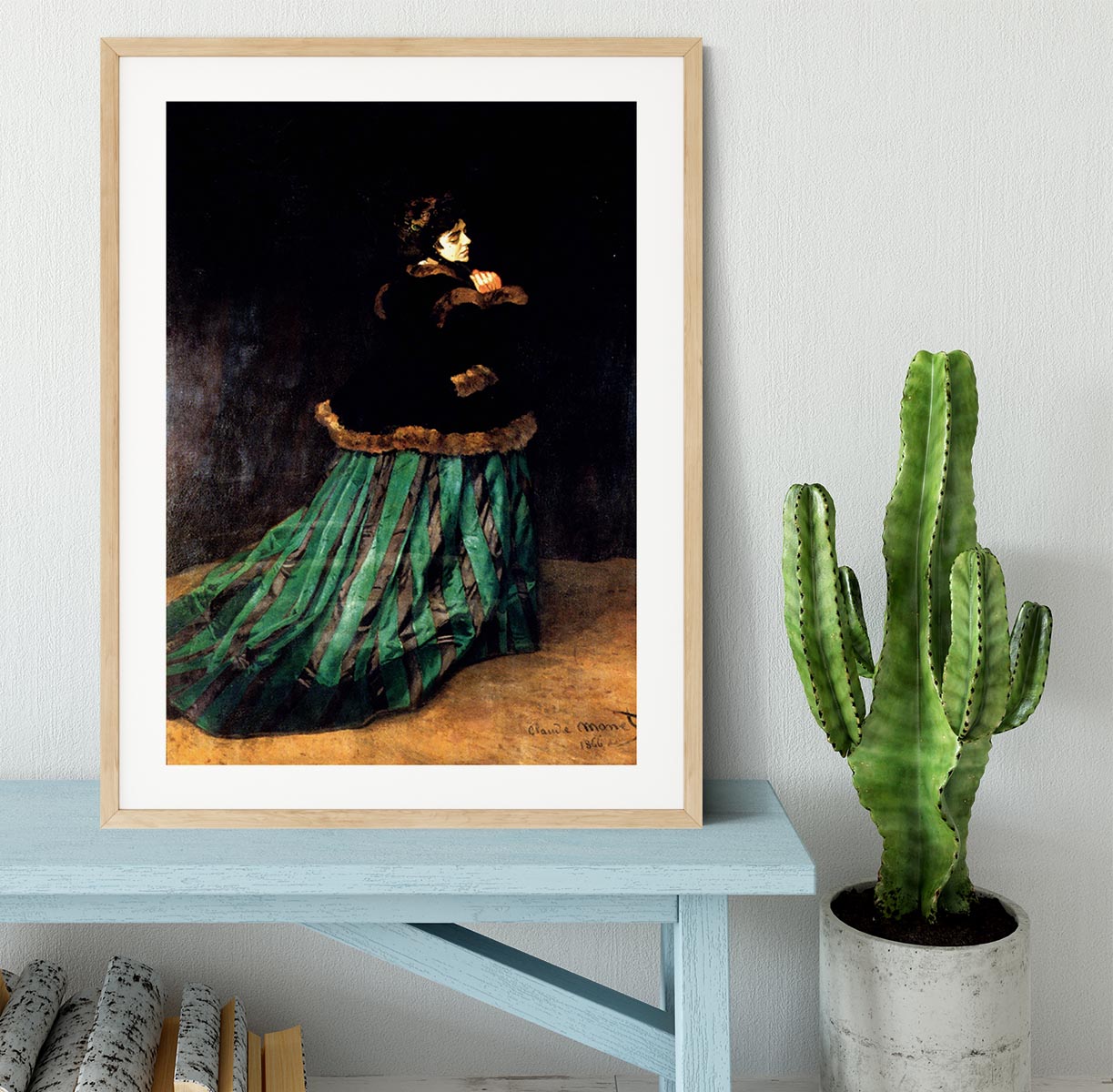 Woman In A Green Dress by Monet Framed Print - Canvas Art Rocks - 3