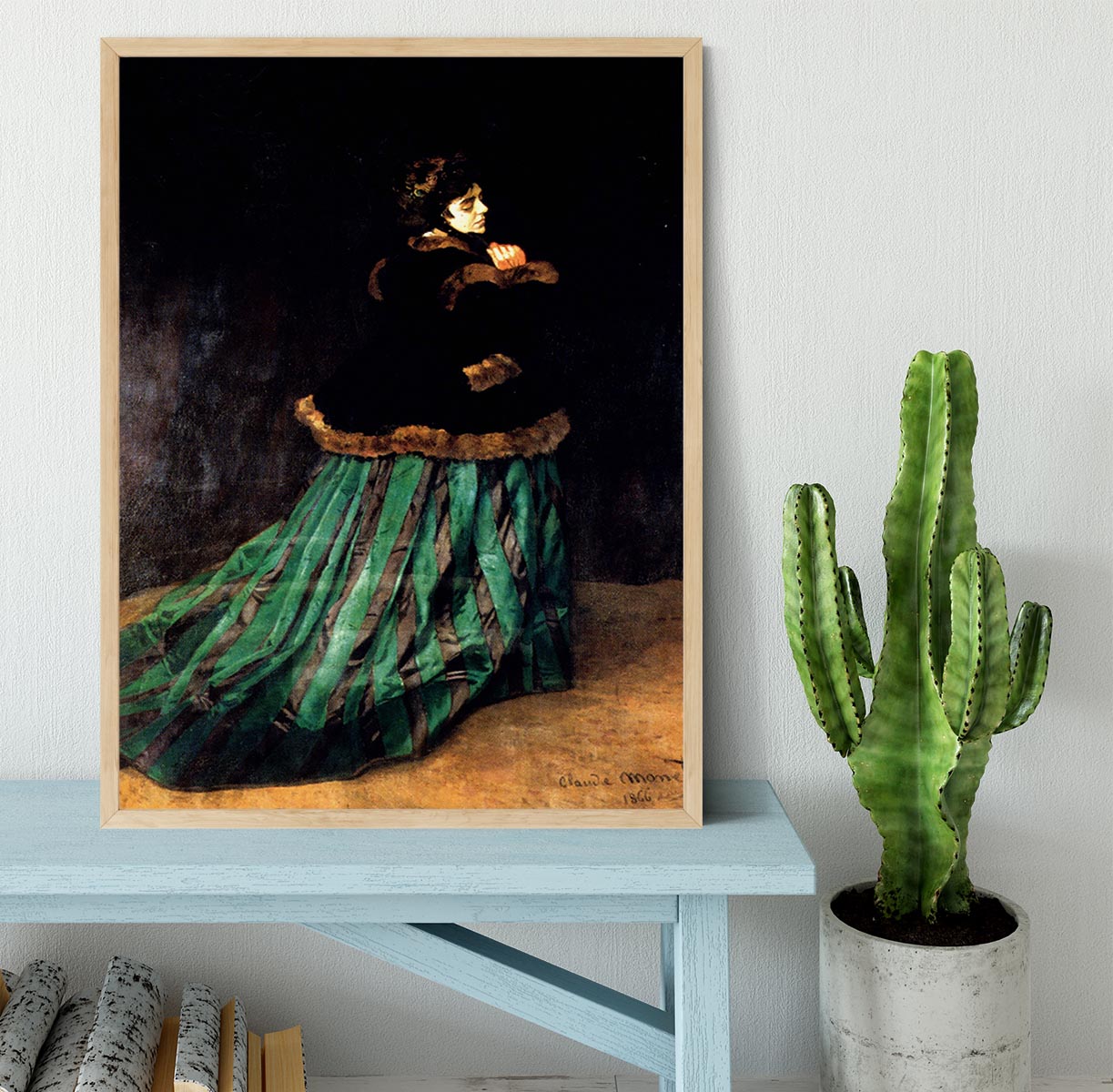 Woman In A Green Dress by Monet Framed Print - Canvas Art Rocks - 4
