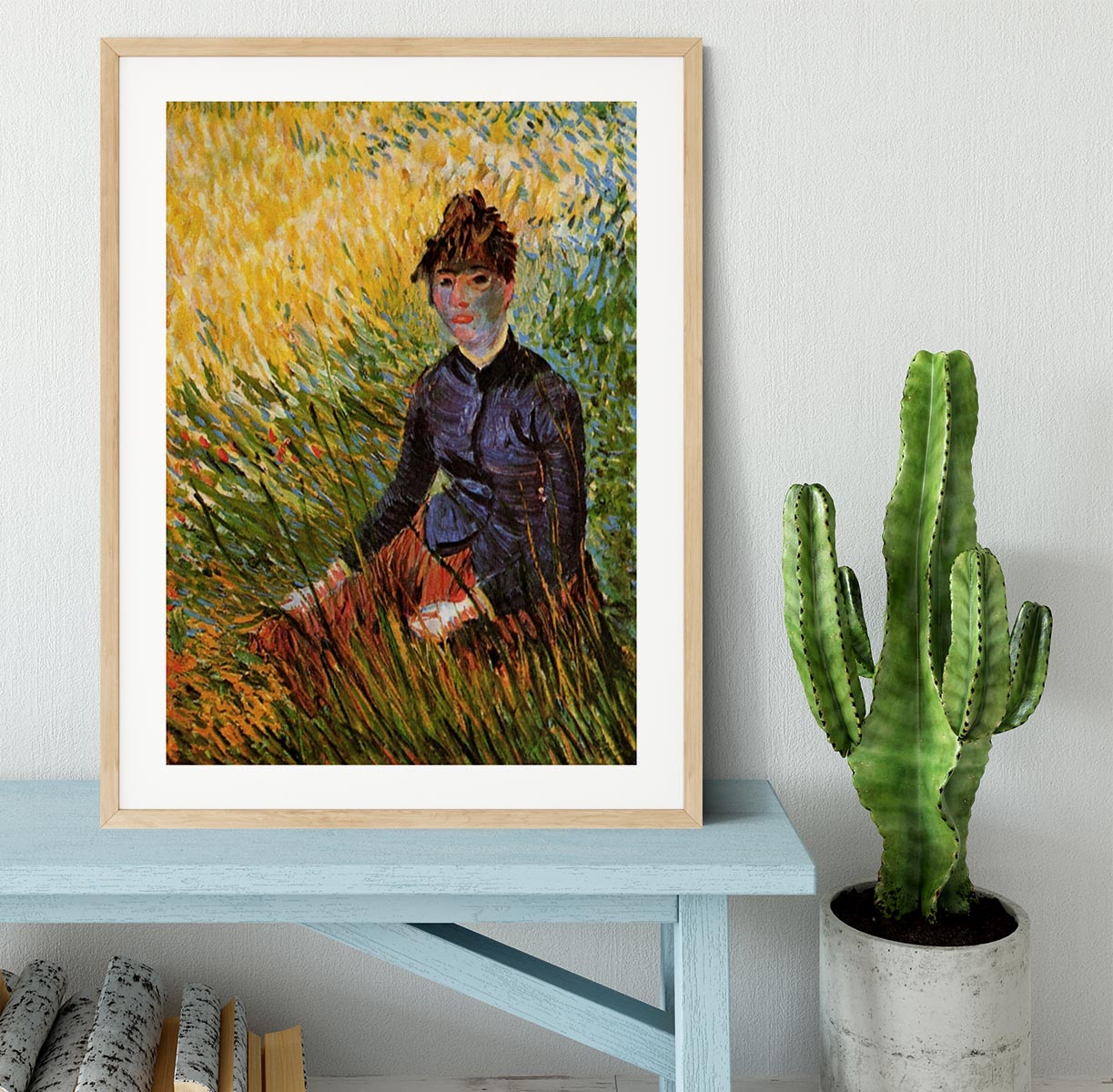 Woman Sitting in the Grass by Van Gogh Framed Print - Canvas Art Rocks - 3