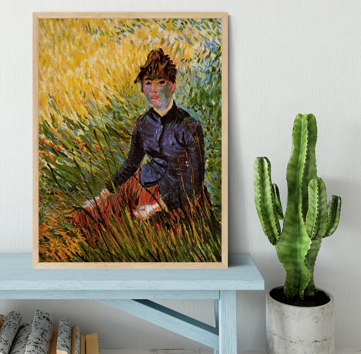 Woman Sitting in the Grass by Van Gogh Framed Print - Canvas Art Rocks - 4