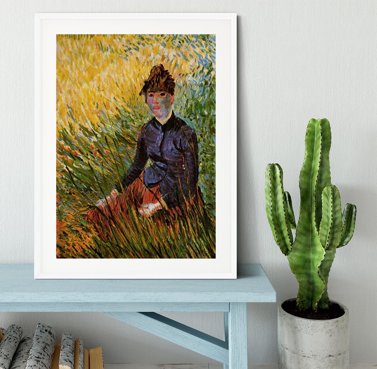 Woman Sitting in the Grass by Van Gogh Framed Print - Canvas Art Rocks - 5