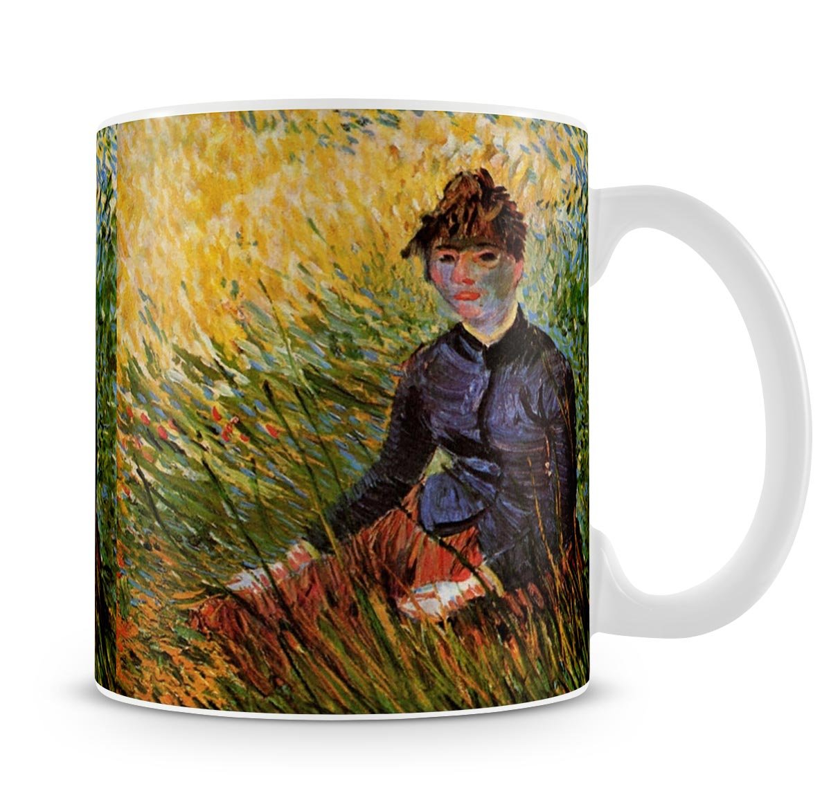 Woman Sitting in the Grass by Van Gogh Mug - Canvas Art Rocks - 4