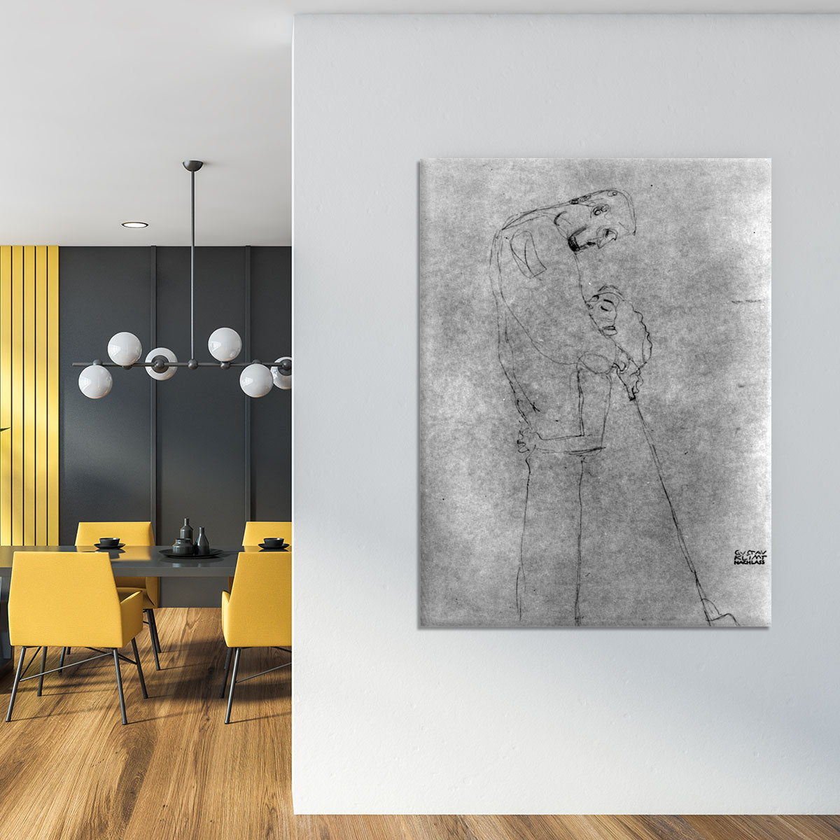 Woman and man standing in profile by Klimt Canvas Print or Poster - Canvas Art Rocks - 4