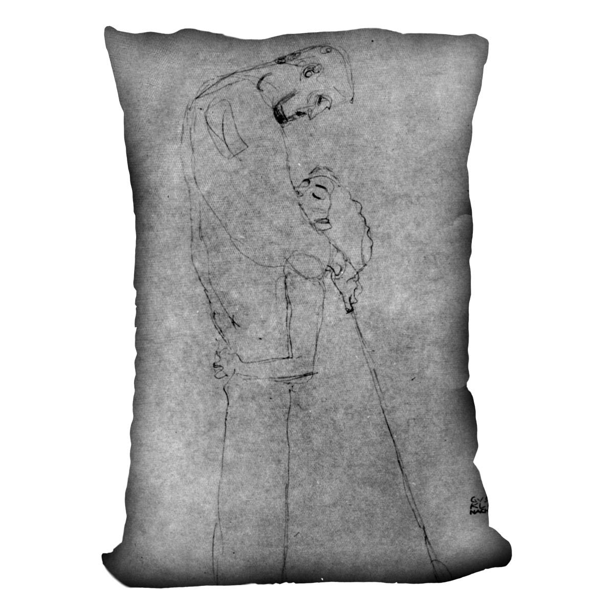 Woman and man standing in profile by Klimt Cushion