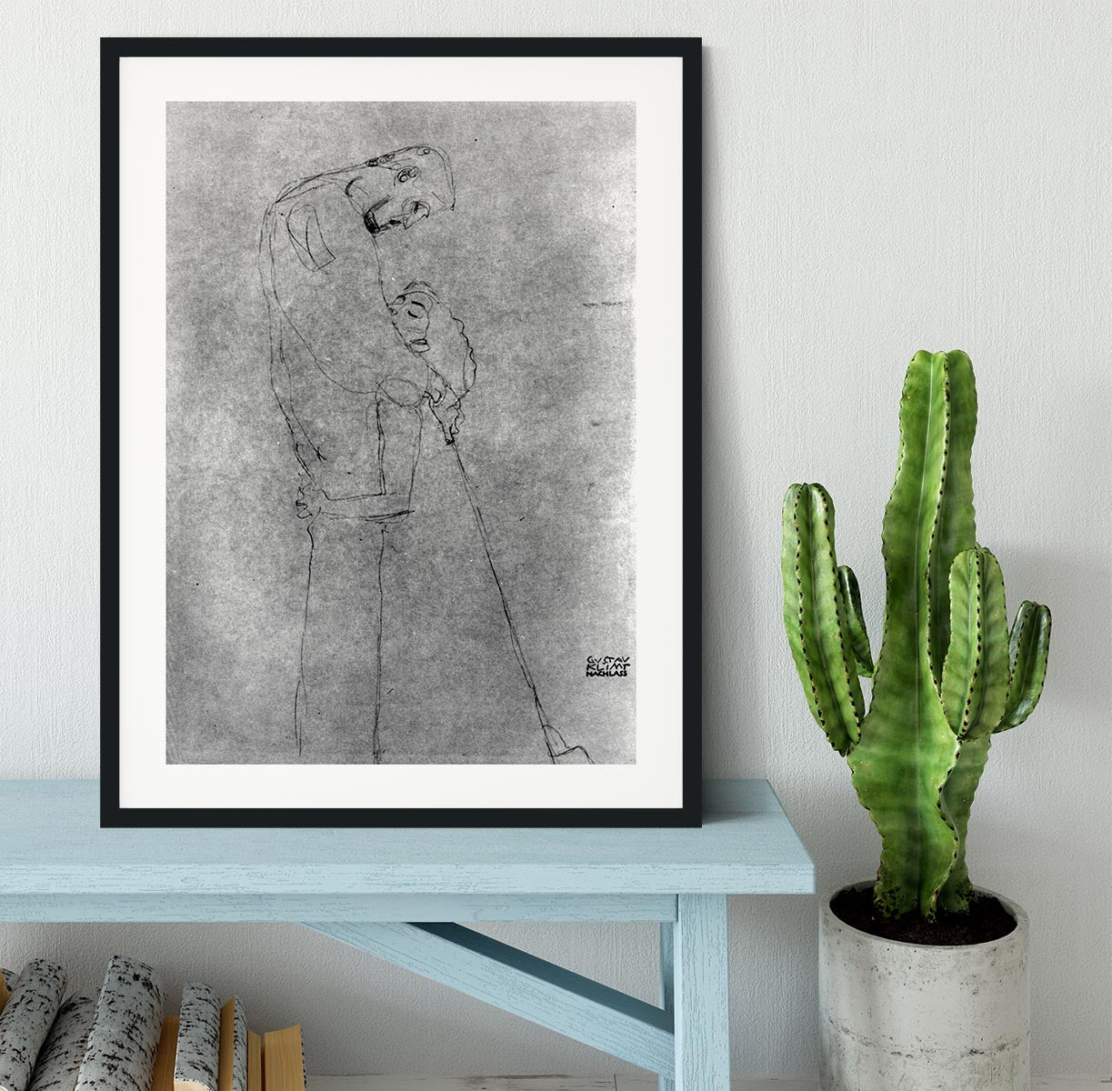 Woman and man standing in profile by Klimt Framed Print - Canvas Art Rocks - 1