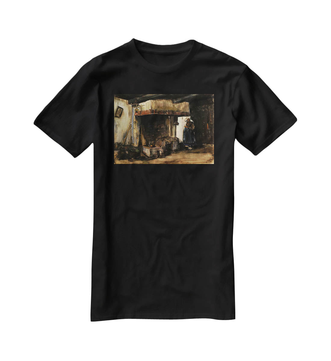 Woman by a Hearth by Van Gogh T-Shirt - Canvas Art Rocks - 1