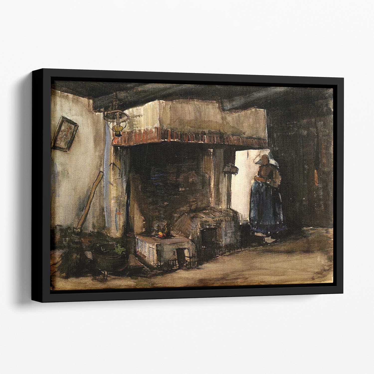 Woman by a Hearth by Van Gogh Floating Framed Canvas