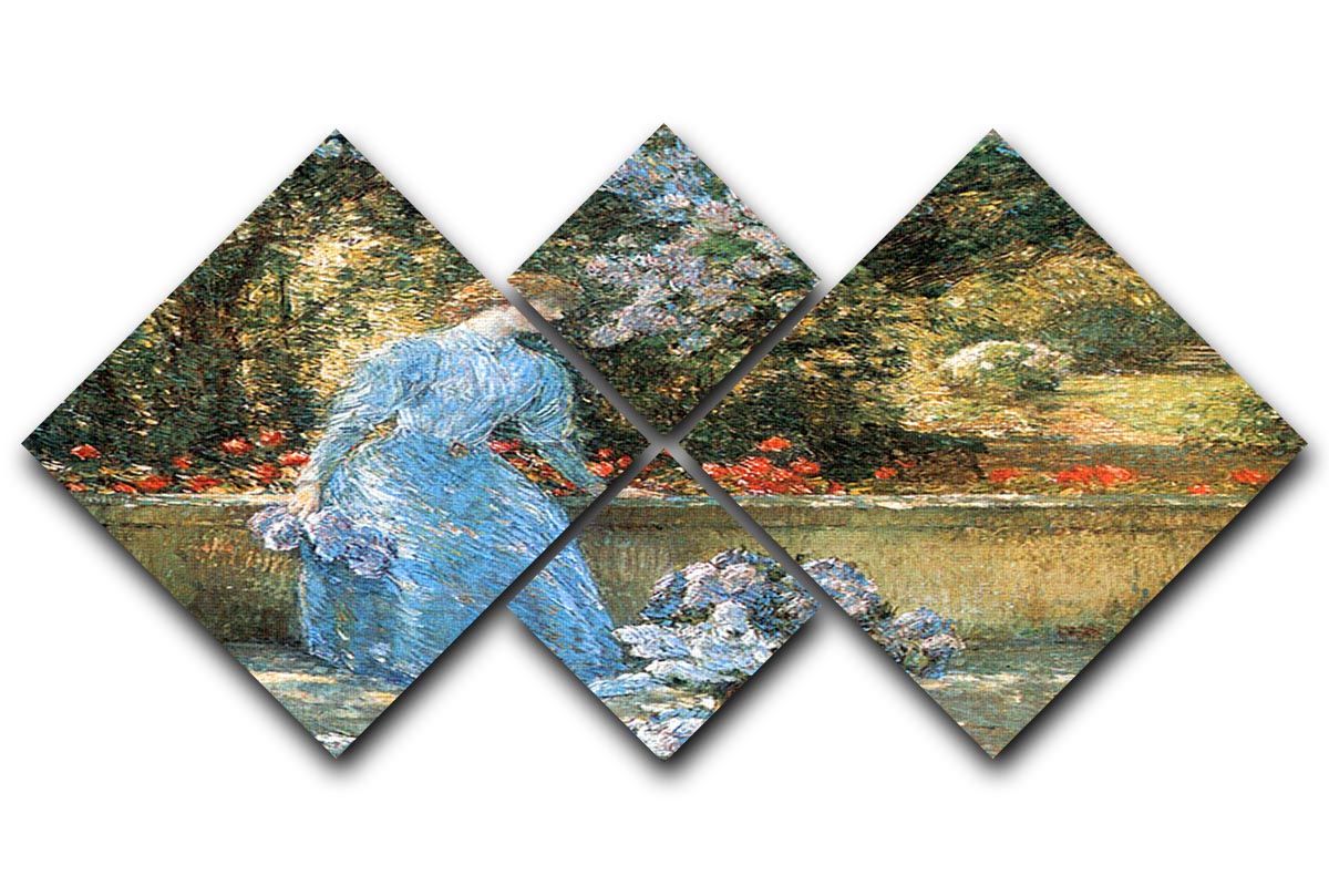 Woman in park by Hassam 4 Square Multi Panel Canvas - Canvas Art Rocks - 1