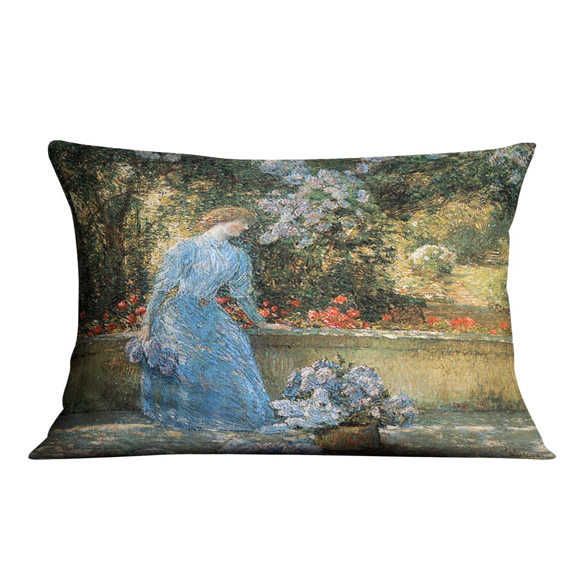 Woman in park by Hassam Cushion - Canvas Art Rocks - 4