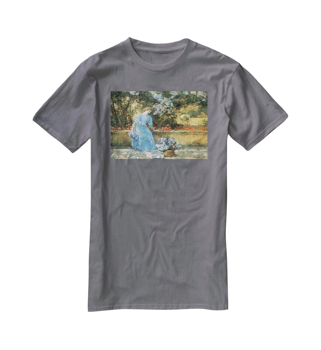 Woman in park by Hassam T-Shirt - Canvas Art Rocks - 3