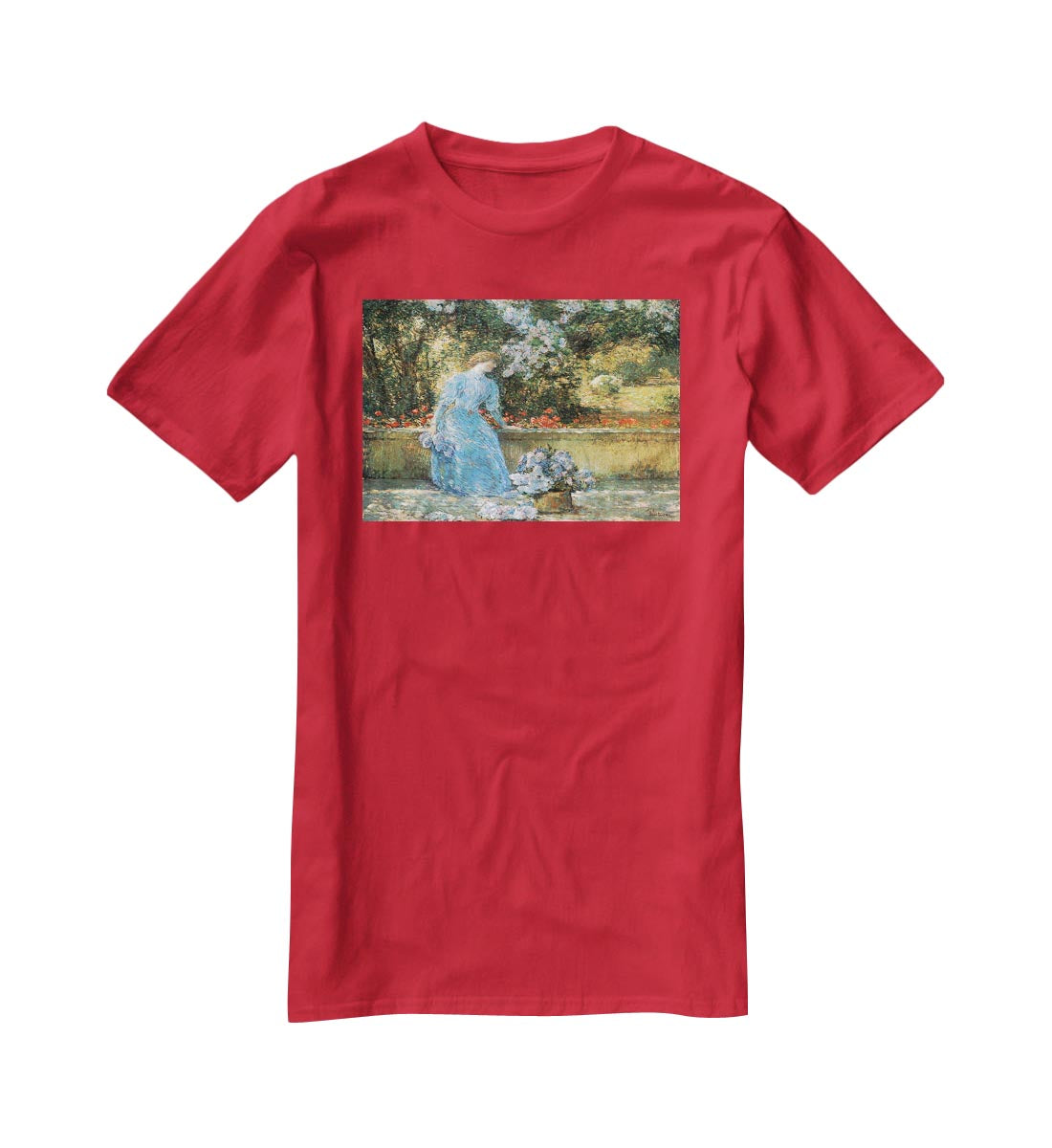 Woman in park by Hassam T-Shirt - Canvas Art Rocks - 4