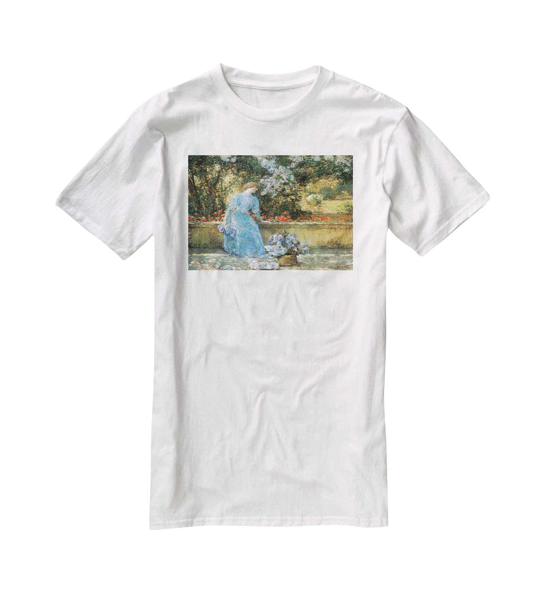 Woman in park by Hassam T-Shirt - Canvas Art Rocks - 5