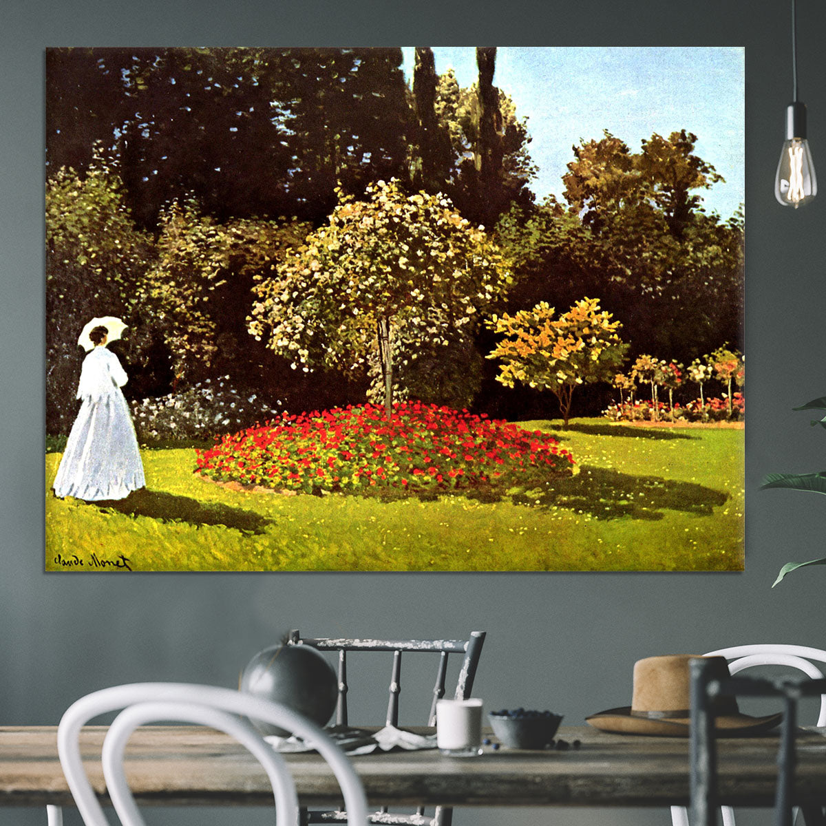 Woman in the garden by Monet Canvas Print or Poster - Canvas Art Rocks - 3