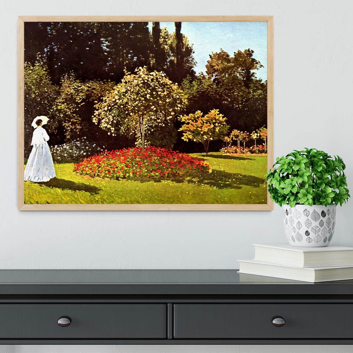 Woman in the garden by Monet Framed Print - Canvas Art Rocks - 4