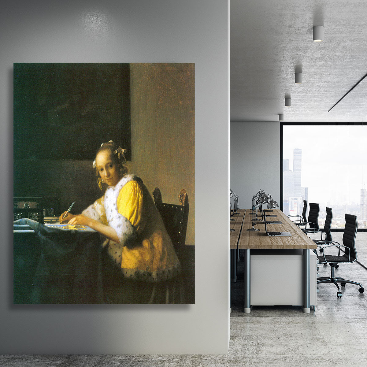 Woman in yellow by Vermeer Canvas Print or Poster - Canvas Art Rocks - 3