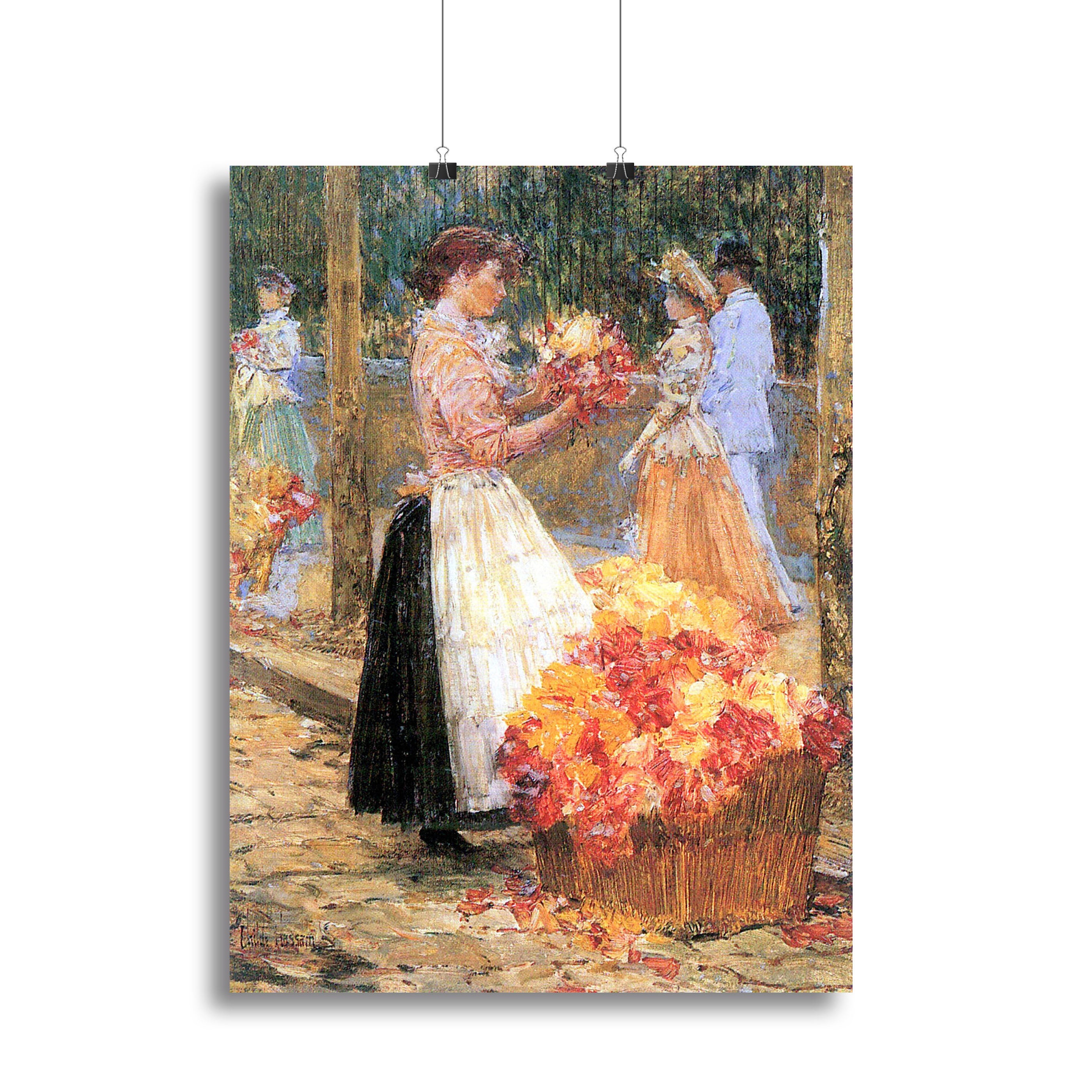 Woman sells flowers by Hassam Canvas Print or Poster - Canvas Art Rocks - 2