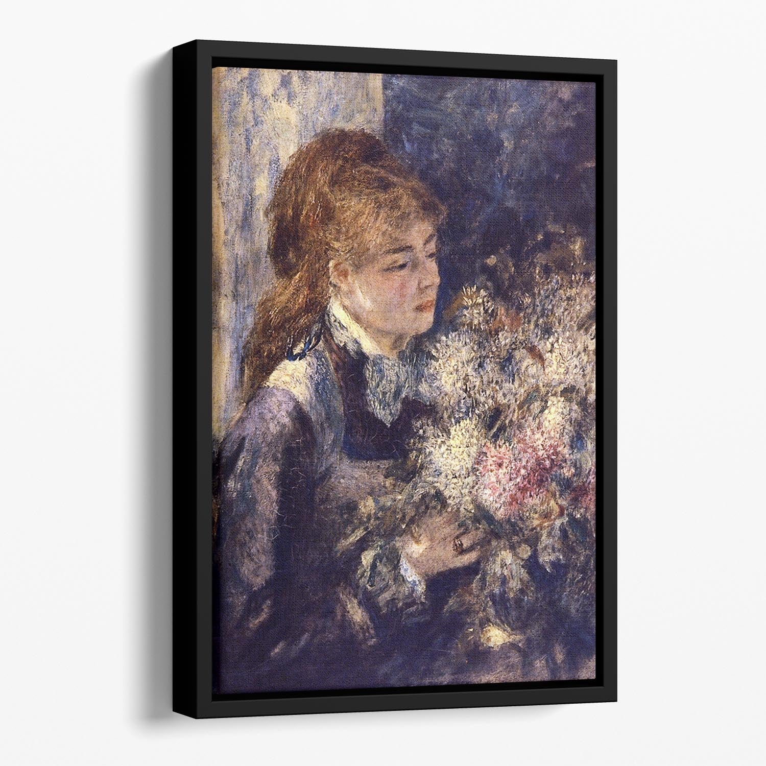 Woman with Lilacs by Renoir Floating Framed Canvas