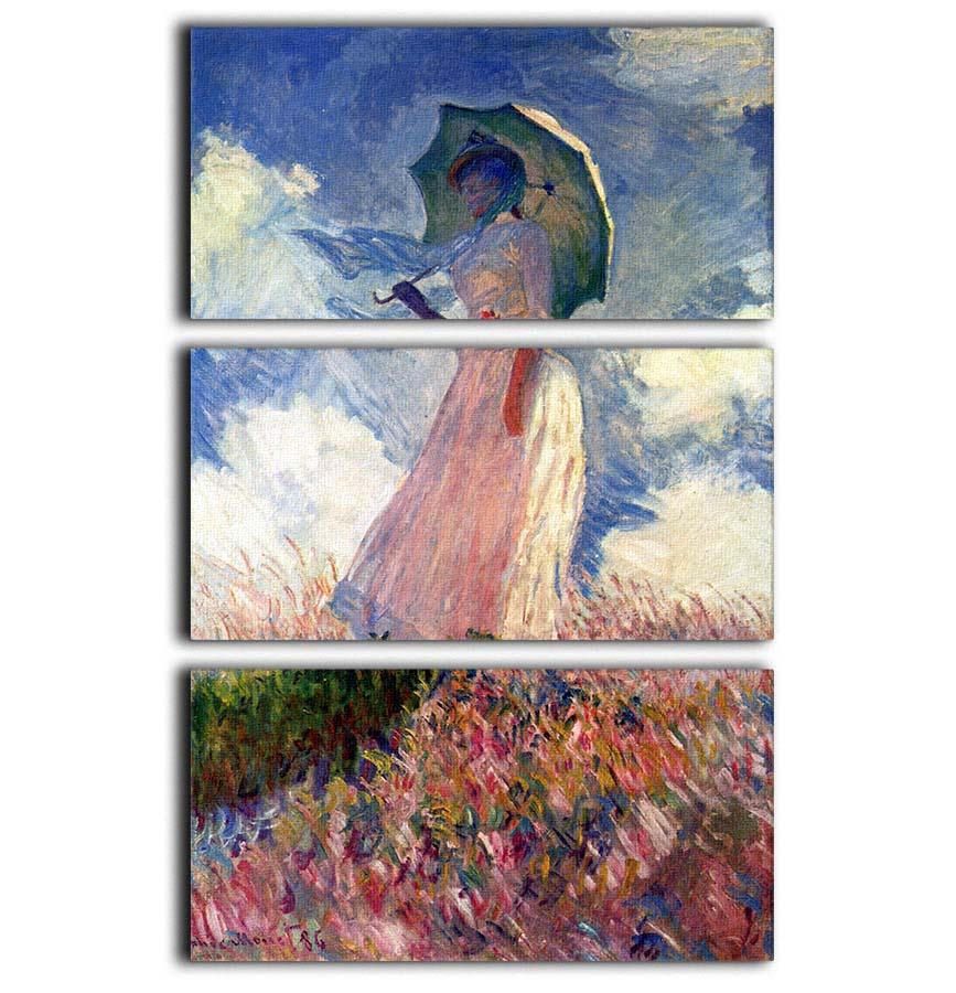 Woman with Parasol study by Monet 3 Split Panel Canvas Print - Canvas Art Rocks - 1