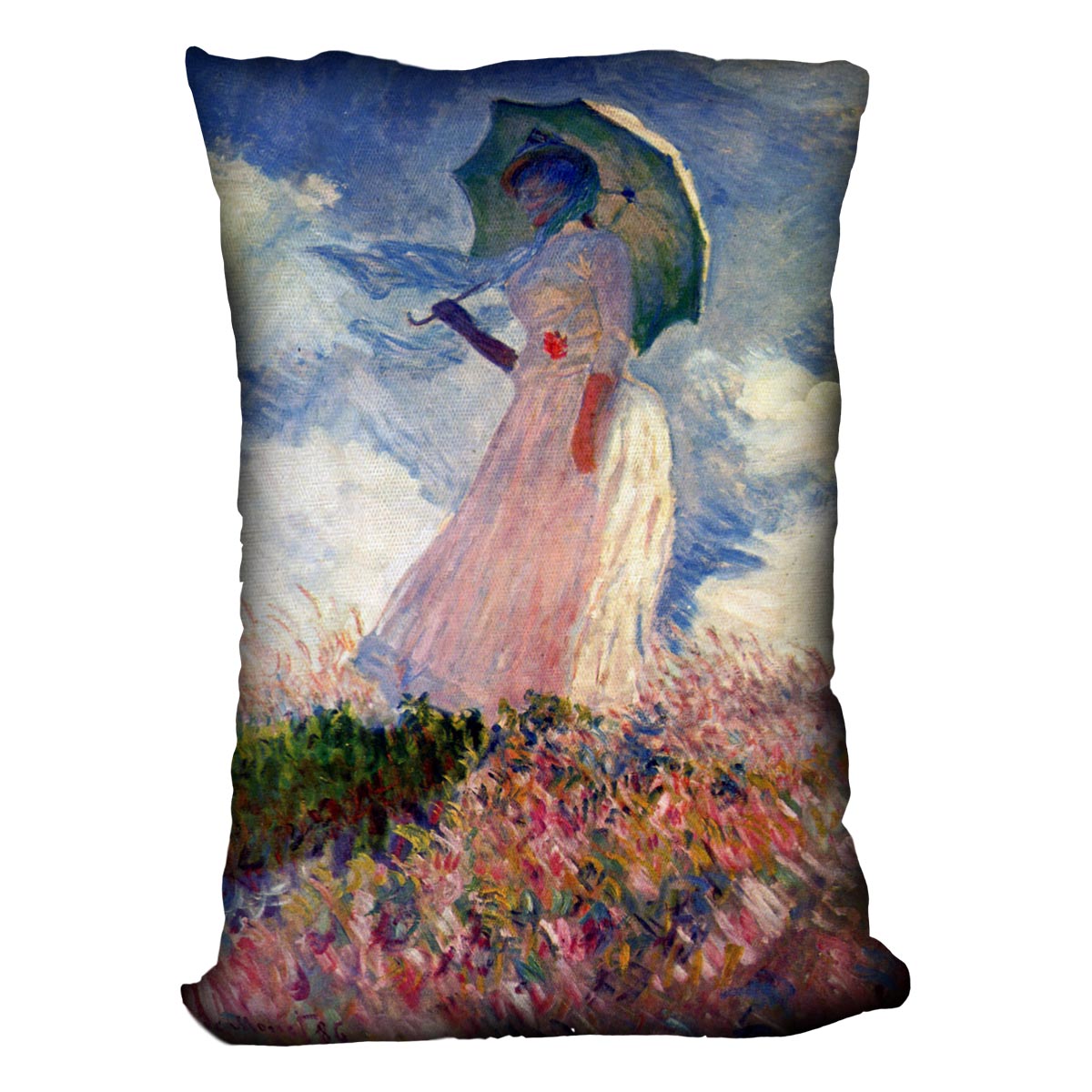 Woman with Parasol study by Monet Cushion