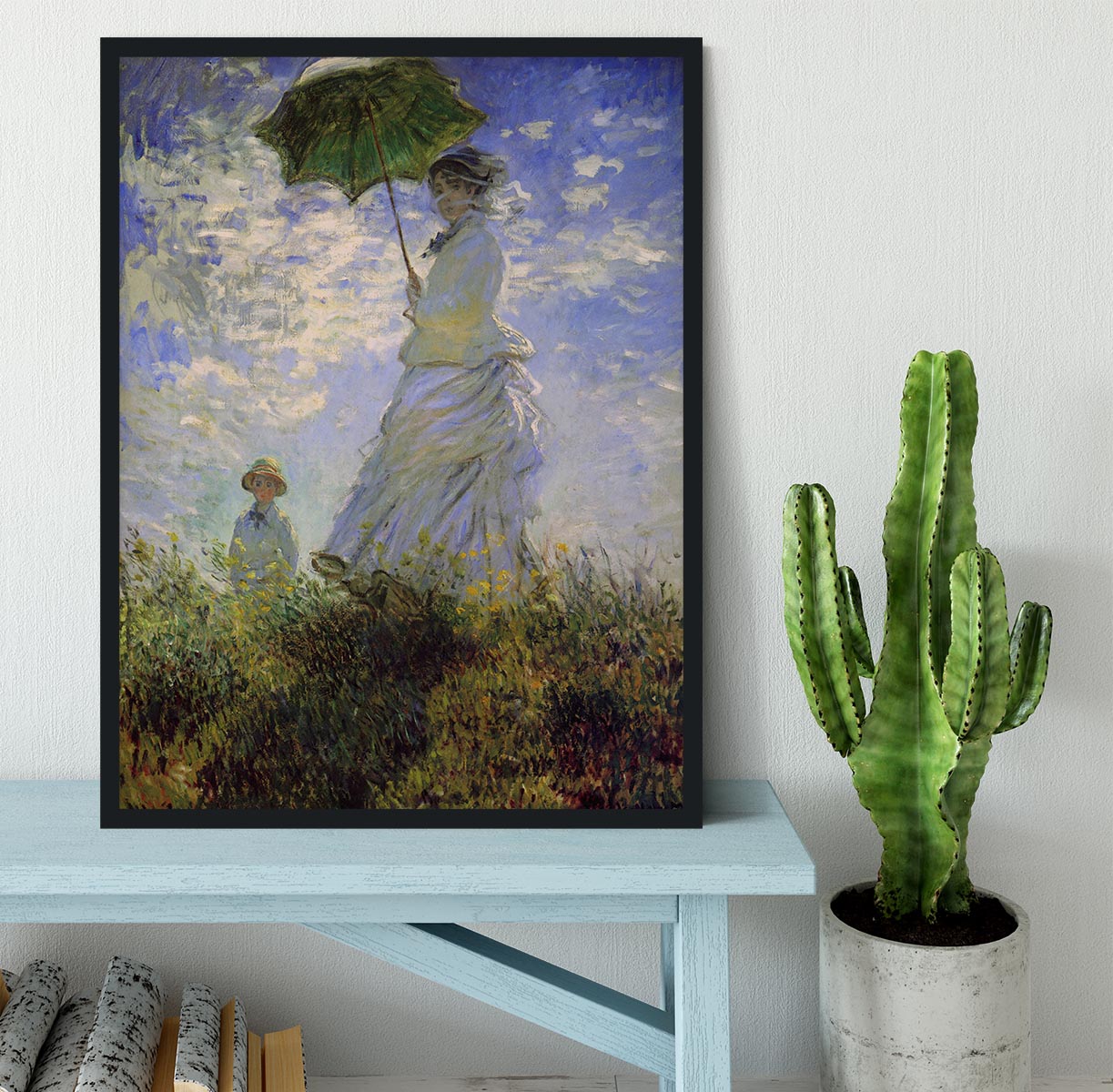 Woman with a parasol by Monet Framed Print - Canvas Art Rocks - 2