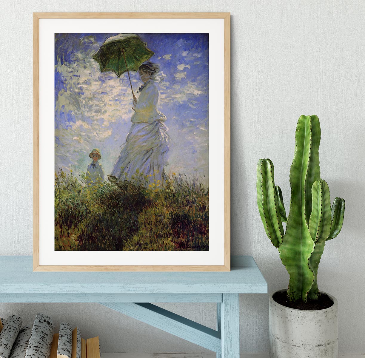 Woman with a parasol by Monet Framed Print - Canvas Art Rocks - 3