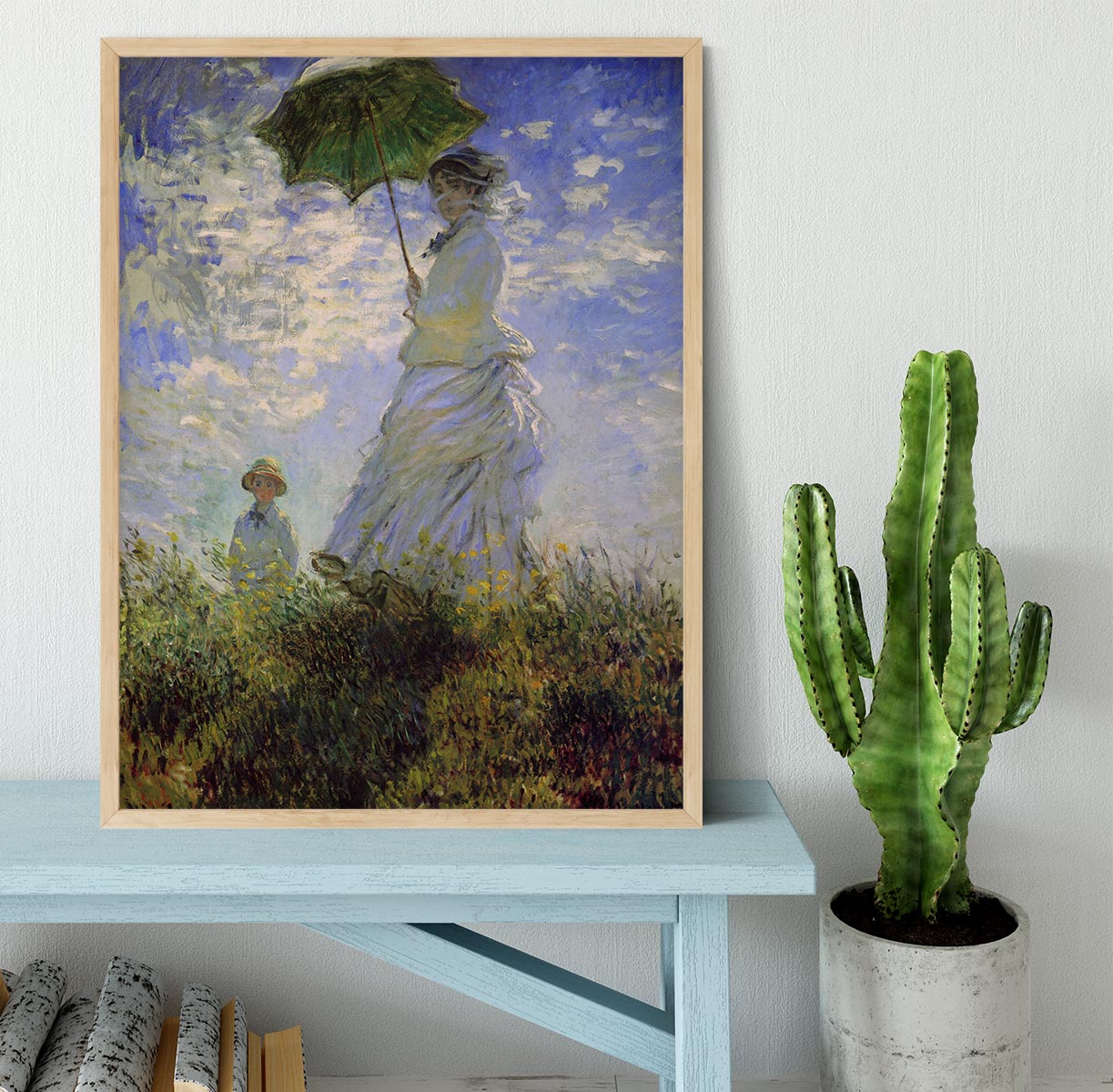 Woman with a parasol by Monet Framed Print - Canvas Art Rocks - 4