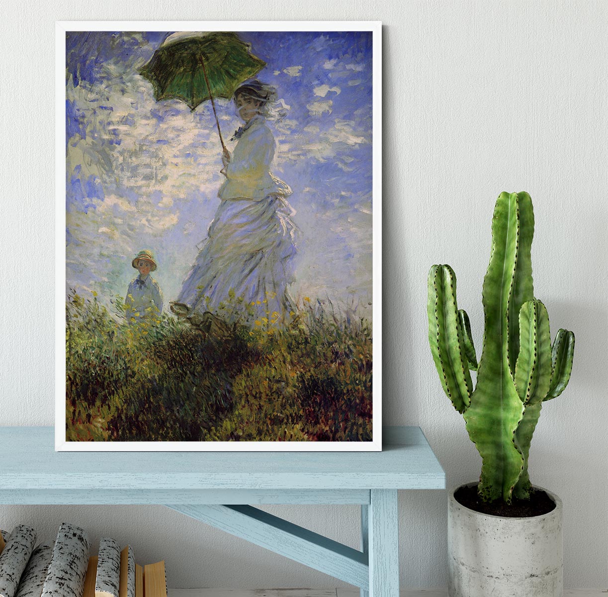 Woman with a parasol by Monet Framed Print - Canvas Art Rocks -6