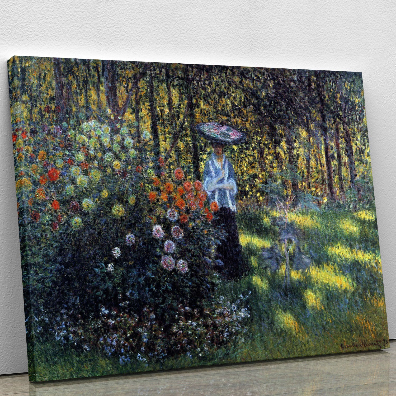 Woman with a parasol in the garden of Argenteuil by Monet Canvas Print or Poster - Canvas Art Rocks - 1