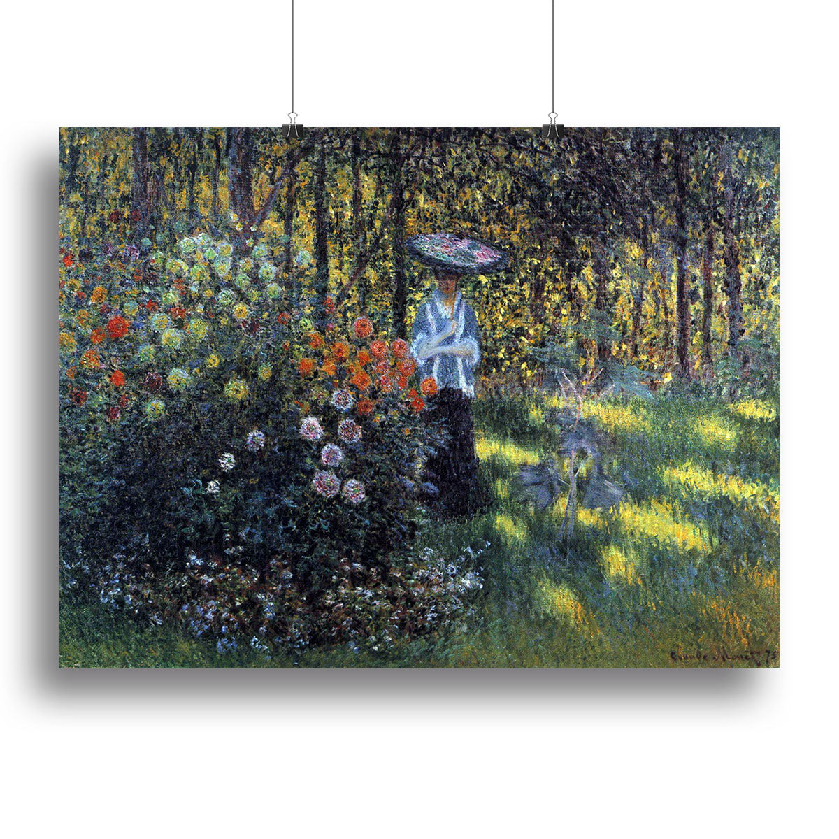 Woman with a parasol in the garden of Argenteuil by Monet Canvas Print or Poster - Canvas Art Rocks - 2