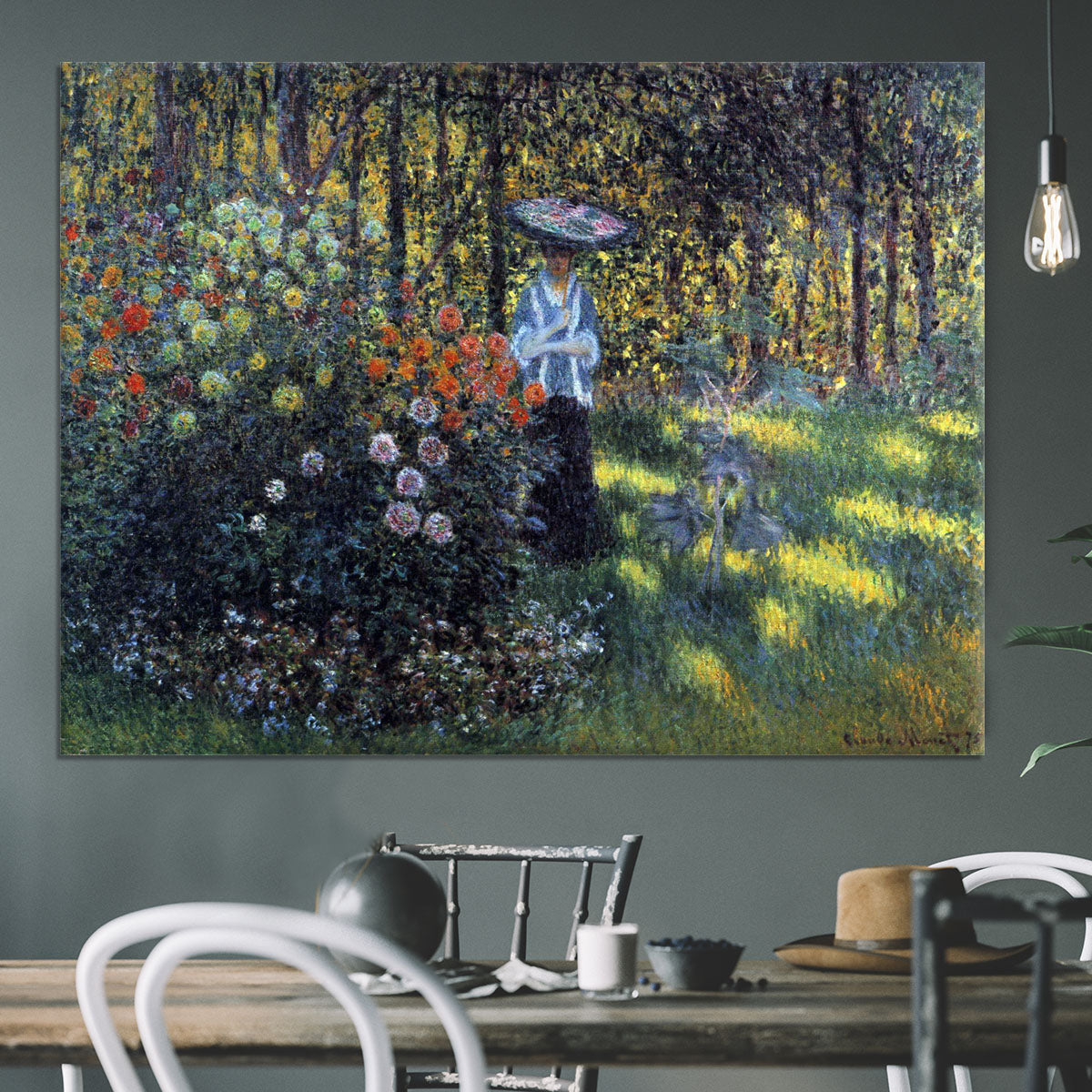 Woman with a parasol in the garden of Argenteuil by Monet Canvas Print or Poster - Canvas Art Rocks - 3